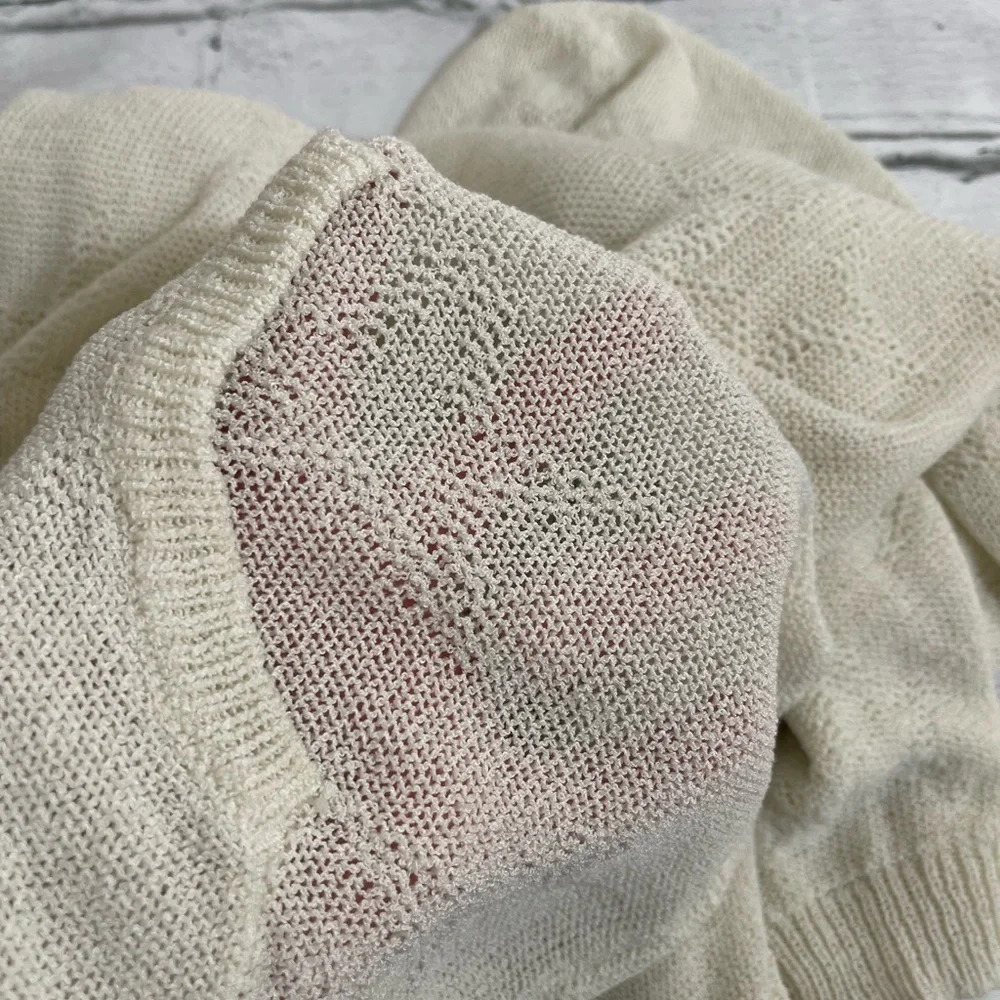 Women’s Honey Punch white sheer star print hooded sweater S - Picture 7 of 7